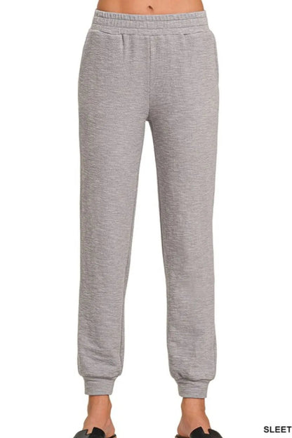 Zenana Cotton Slub Jogger Pants for Comfortable Casual Wear - Love Salve 