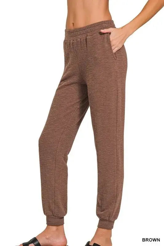 Zenana Cotton Slub Jogger Pants for Comfortable Style - Love Salve 