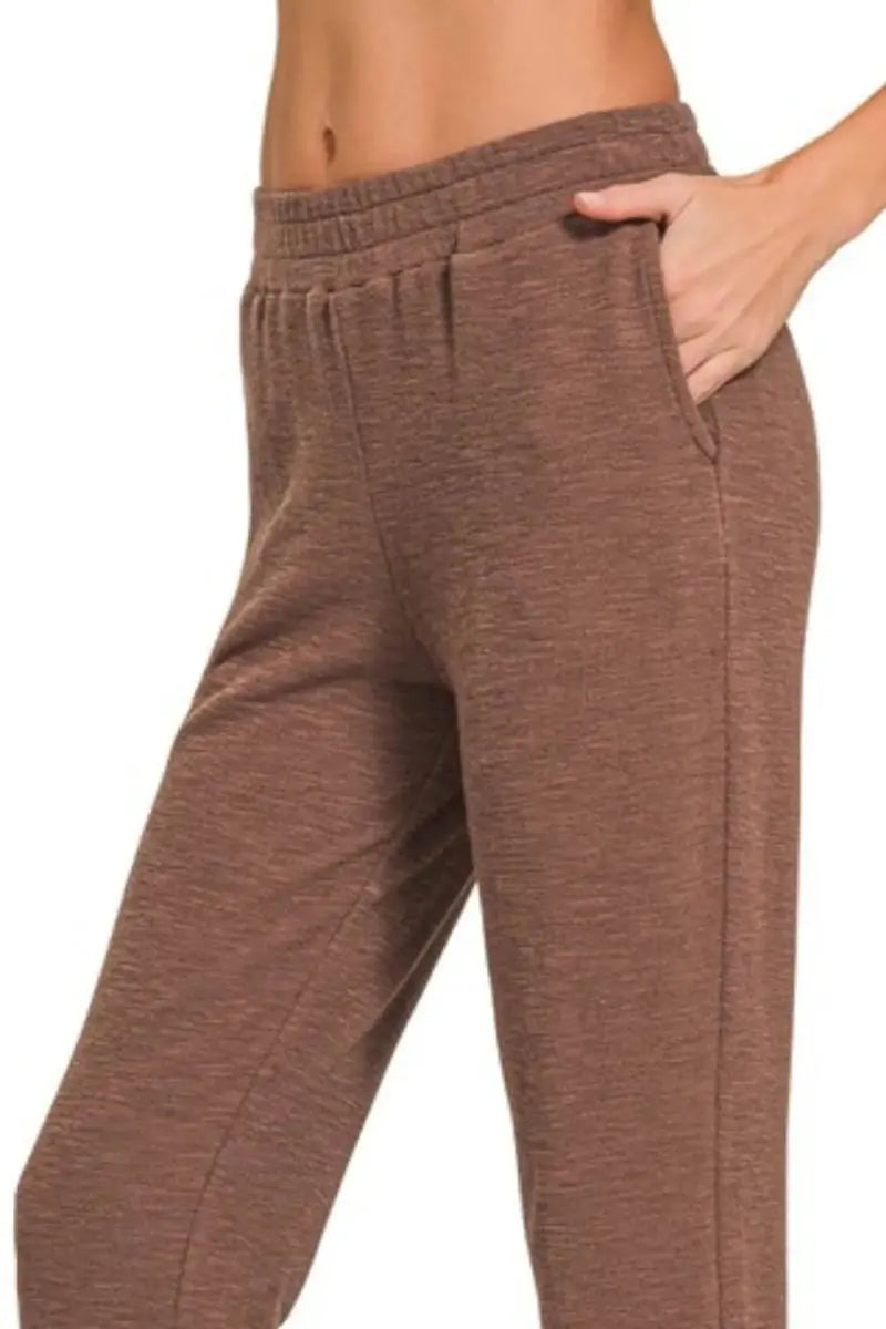 Zenana Cotton Slub Jogger Pants for Comfortable Style - Love Salve 
