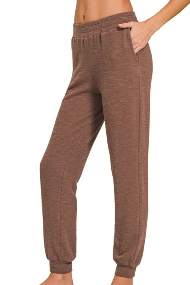 Zenana Cotton Slub Jogger Pants for Comfortable Style - Love Salve 