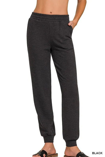 Zenana Cotton Slub Jogger Pants for Comfortable Style - Love Salve 