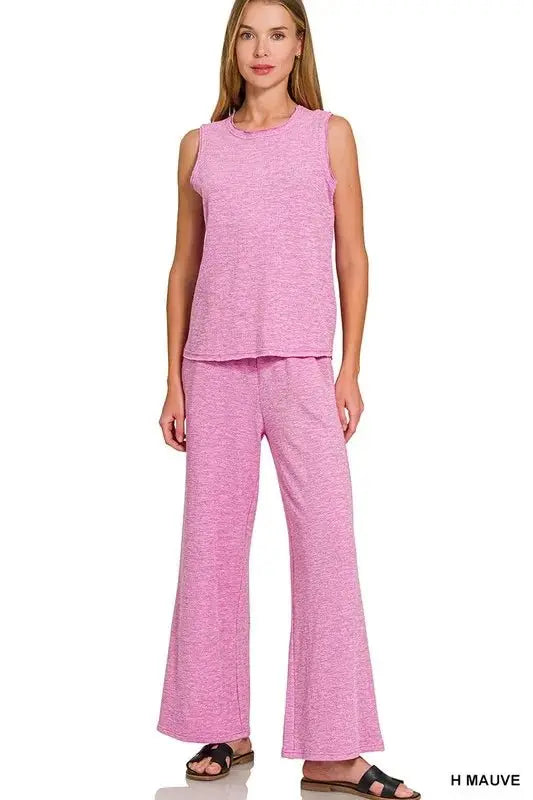 Zenana Cotton Slub Tank & Pants Set - Love Salve