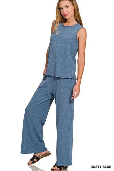 Zenana Cotton Slub Tank & Pants Set - Love Salve