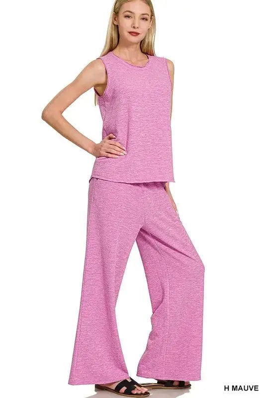 Zenana Cotton Slub Tank & Pants Set - Love Salve