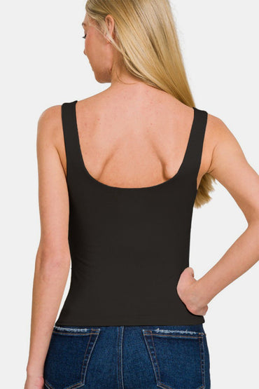 Zenana Double Layer Round Neck Tank for Stylish Comfort - Love Salve 