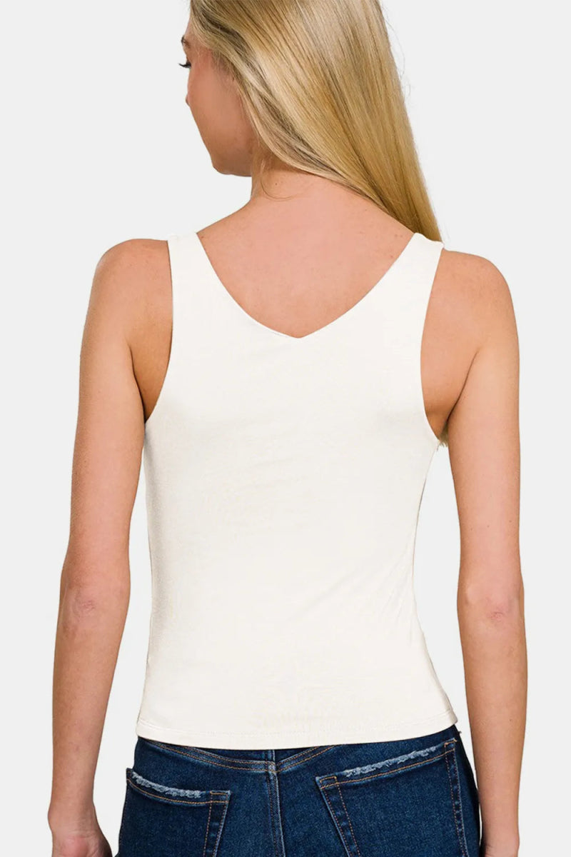 Zenana Double Layer V Neck Tank for Stylish Comfort - Love Salve