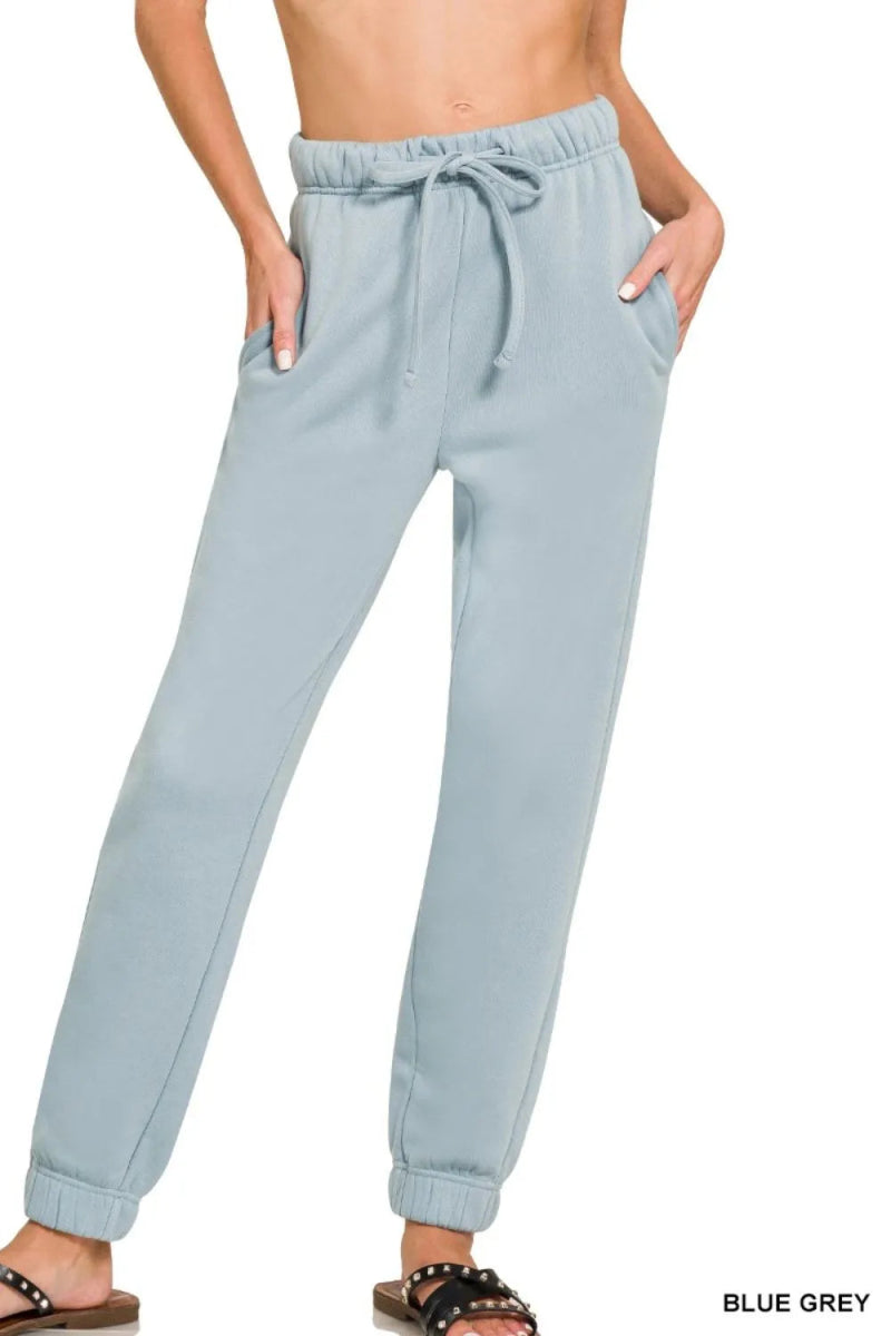 Zenana Fleece Jogger Sweatpants With Pockets for Comfort - Love Salve 