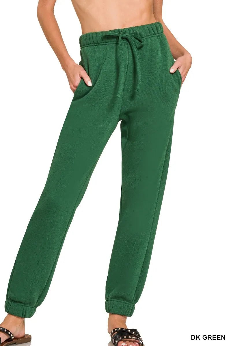 Zenana Fleece Jogger Sweatpants With Pockets For Comfort - Love Salve 