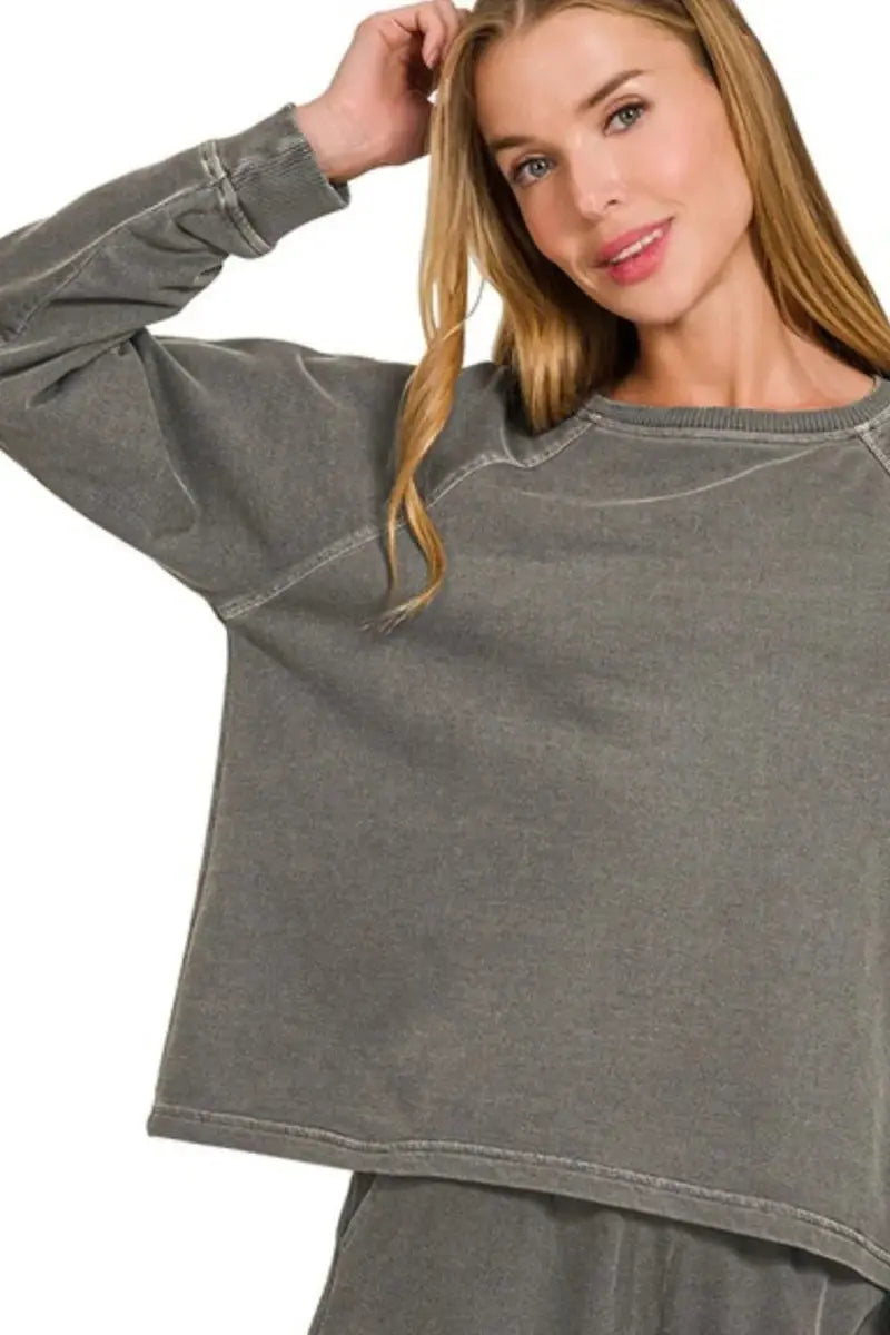 Zenana French Terry Pigment Dye & Enzyme Wash 2 Pcs Set - Love Salve