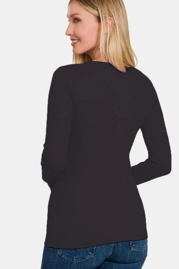 Zenana Full Size Brushed Microfiber Long Sleeve T-Shirt - Love Salve 