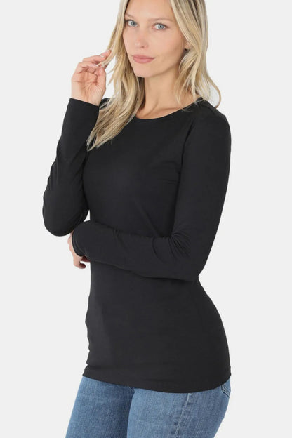 Zenana Full Size Brushed Microfiber Long Sleeve T-Shirt - Love Salve 
