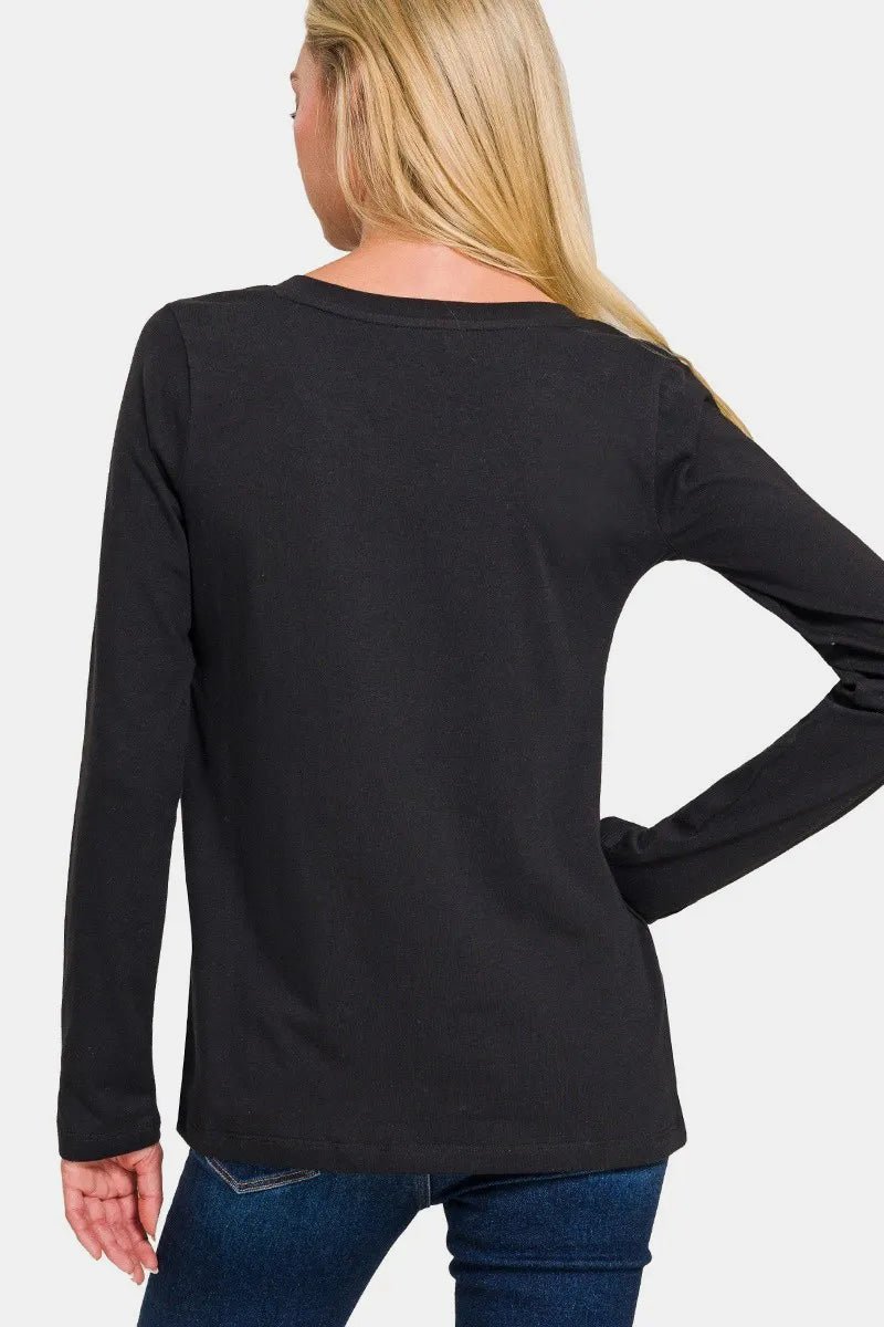 Zenana Full Size V-Neck Long Sleeve T-Shirt for Women - Love Salve 
