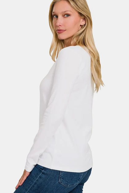 Zenana Full Size V-Neck Long Sleeve T-Shirt for Women - Love Salve 