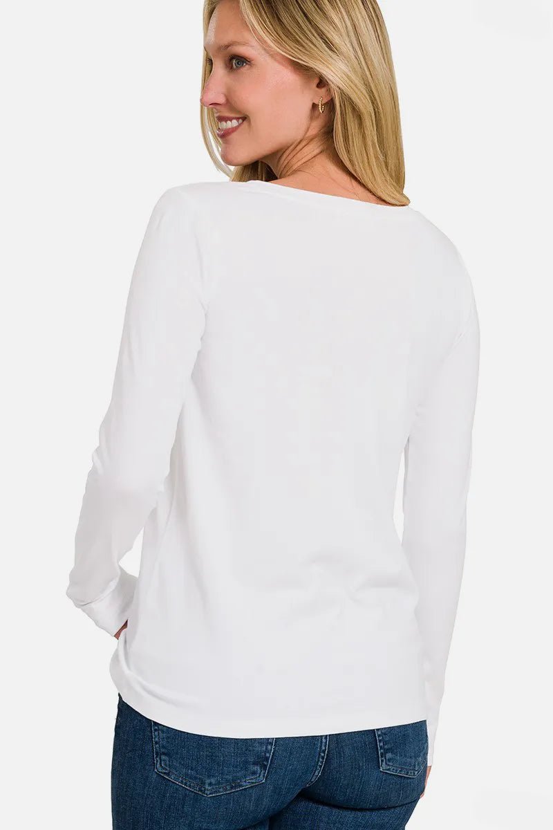 Zenana Full Size V-Neck Long Sleeve T-Shirt for Women - Love Salve 