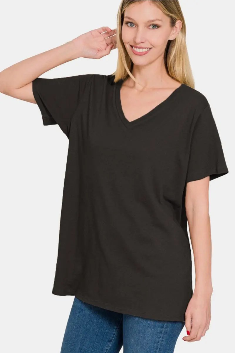 Zenana Full Size V-Neck Short Sleeve T-Shirt for Women - Love Salve 