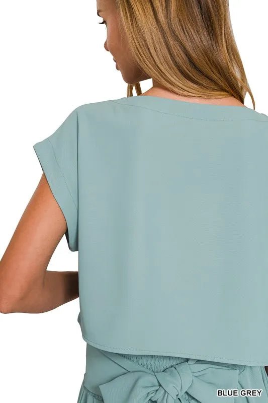 Zenana Heavy Woven Span Crop Tee & Skirt Set - Love Salve