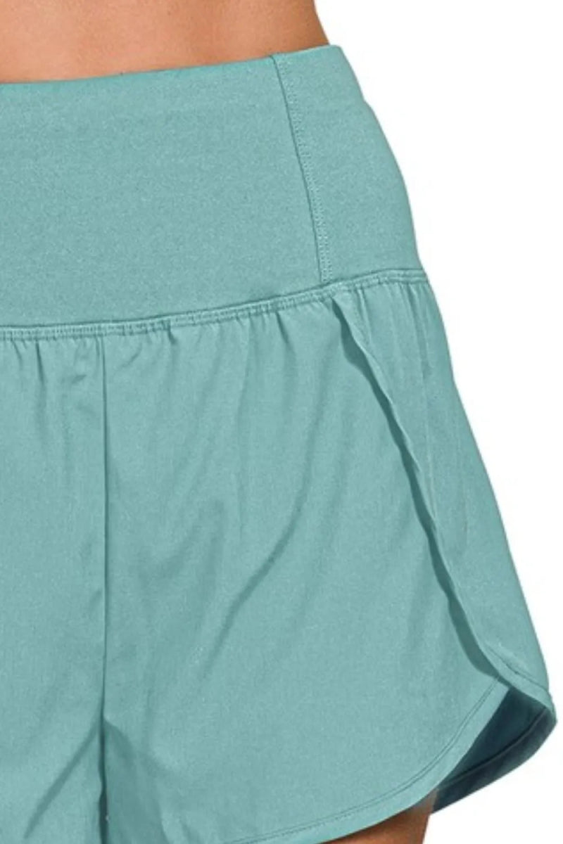 Zenana High Waisted Zippered Back Pocket Running Shorts - Love Salve 