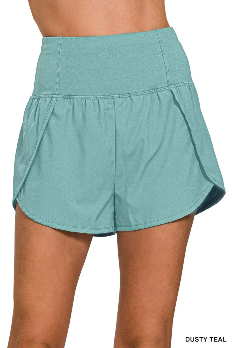 Zenana High Waisted Zippered Back Pocket Running Shorts - Love Salve 