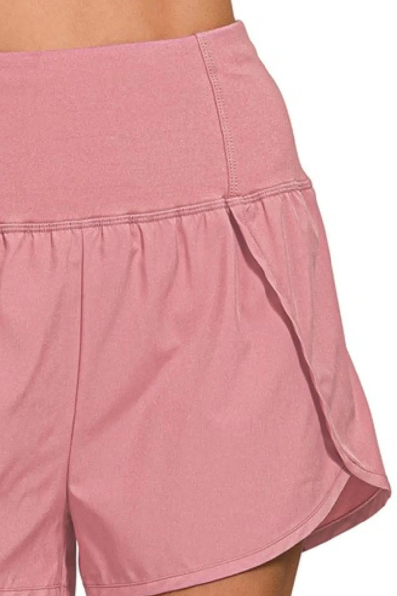 Zenana High Waisted Zippered Back Pocket Running Shorts - Love Salve 