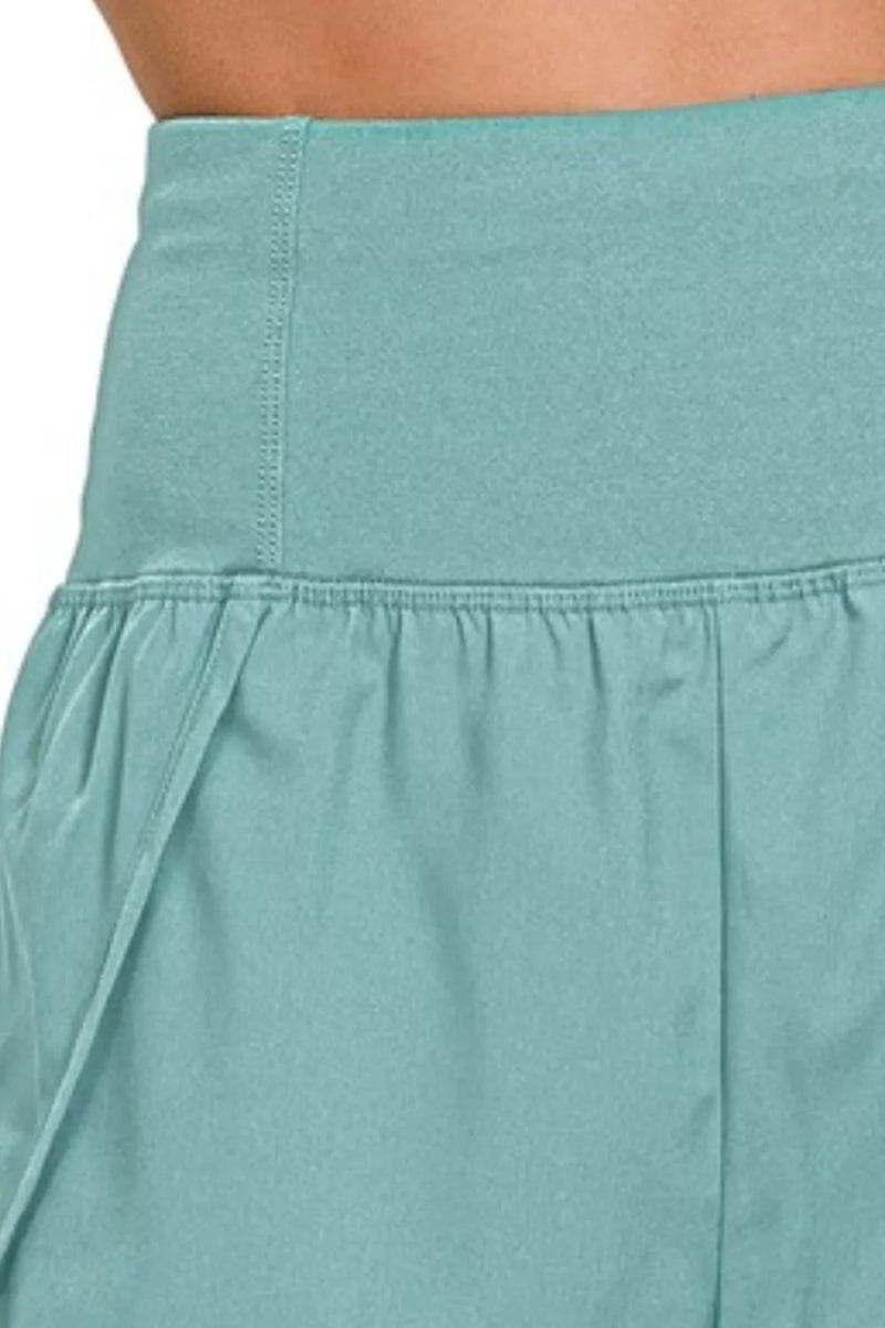 Zenana High Waisted Zippered Back Pocket Running Shorts - Love Salve 