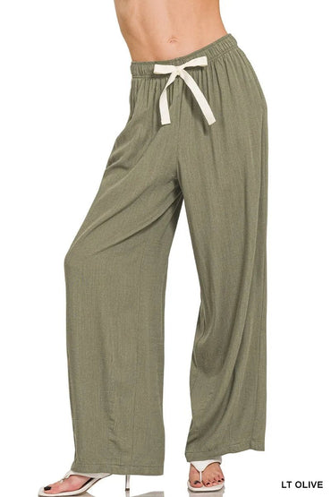 Zenana Linen Drawstring Pants for Comfortable Casual Wear - Love Salve 
