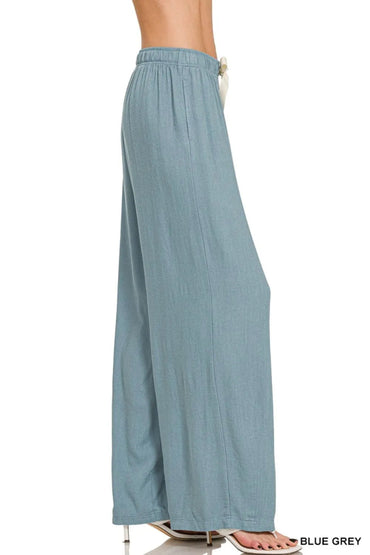Zenana Linen Drawstring Pants for Comfortable Casual Wear - Love Salve 