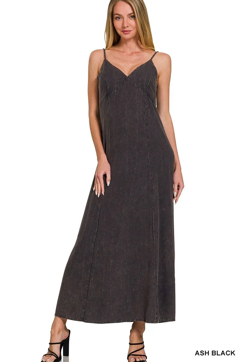 Zenana Mineral Washed Rayon Challis Cami Dress for Women - Love Salve 