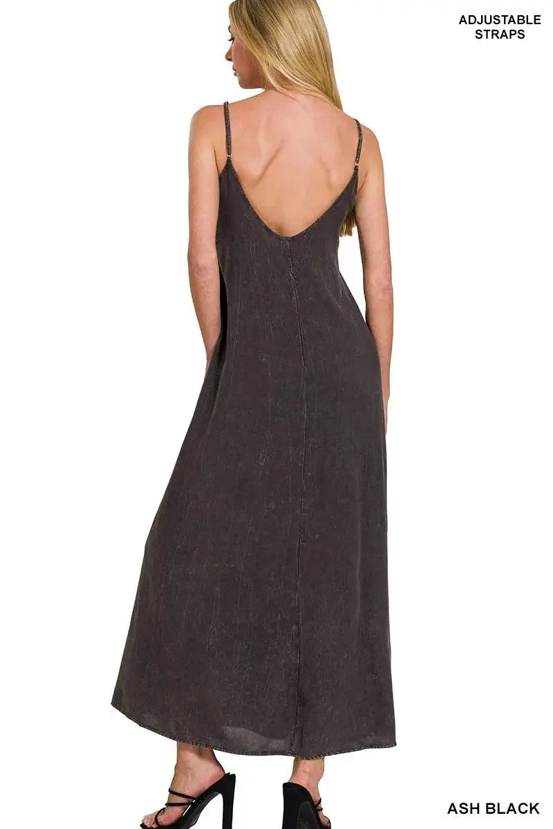 Zenana Mineral Washed Rayon Challis Cami Dress for Women - Love Salve 