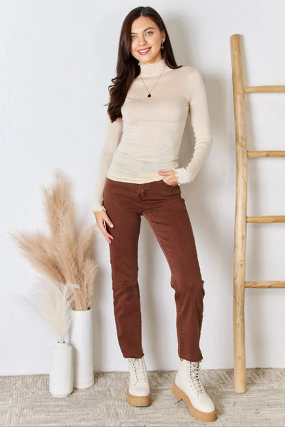 Zenana Mock Neck Layering Top for Chic Outfits - Love Salve 