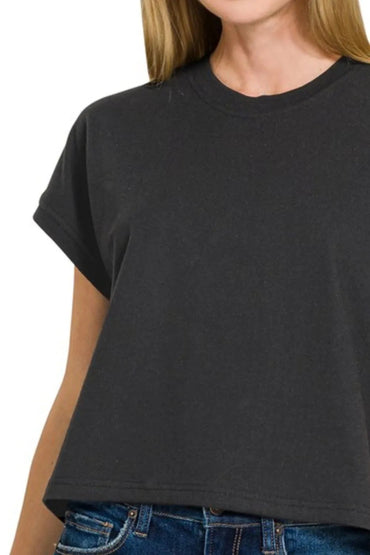 Zenana Premium Cotton Relaxed Crop Tee for Casual Style - Love Salve 