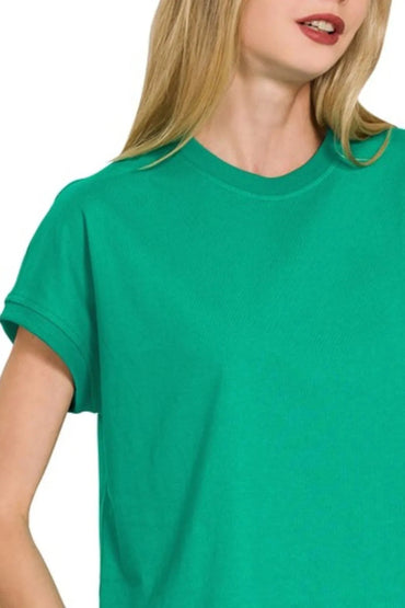 Zenana Premium Cotton Relaxed Crop Tee for Casual Style - Love Salve
