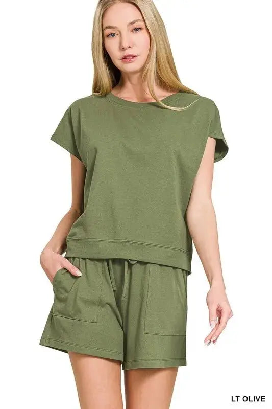 Zenana Premium Cotton Top & Shorts Set - Love Salve