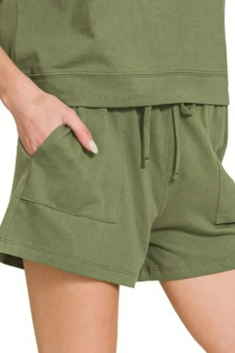 Zenana Premium Cotton Top & Shorts Set - Love Salve