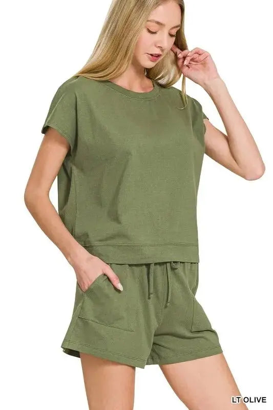 Zenana Premium Cotton Top & Shorts Set - Love Salve