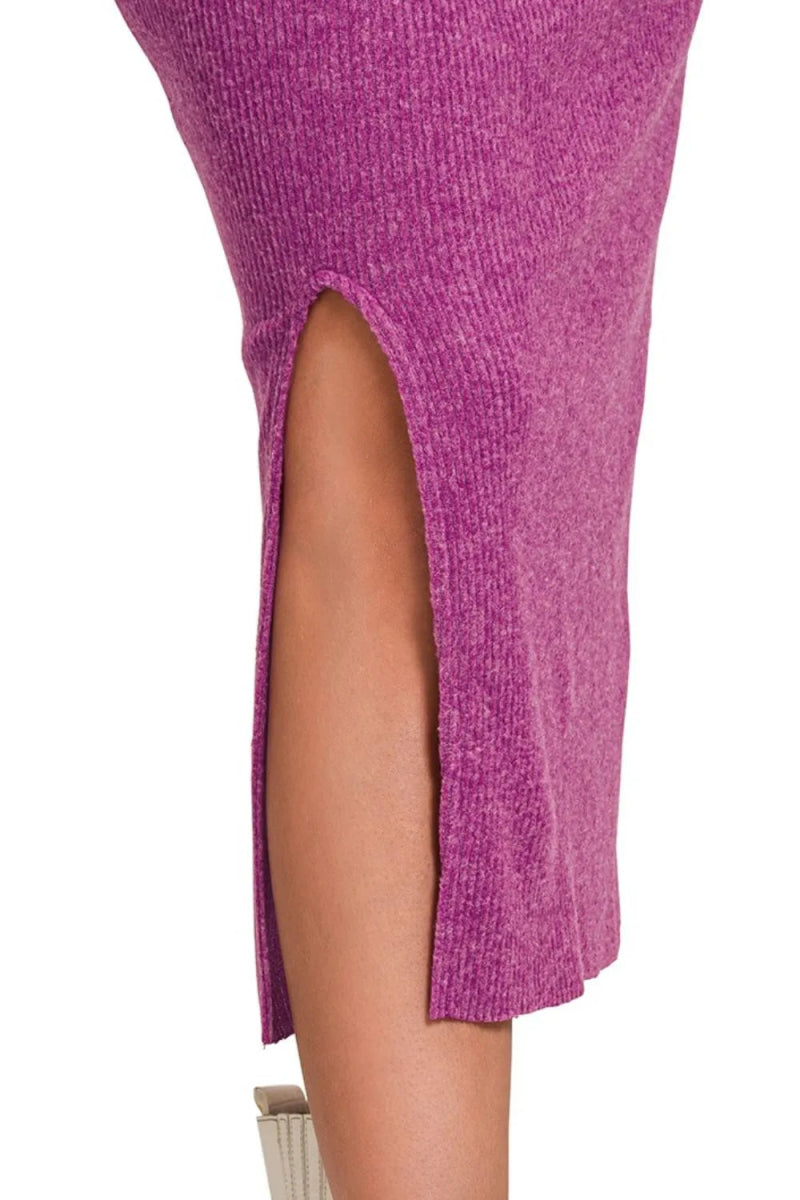 Zenana Ribbed Asymmetric Hem and Sleeve Top & Skirt Set - Love Salve