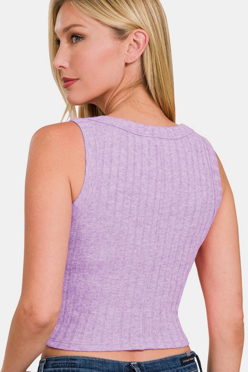 Zenana Ribbed Cropped Tank for Stylish Summer Outfits - Love Salve 