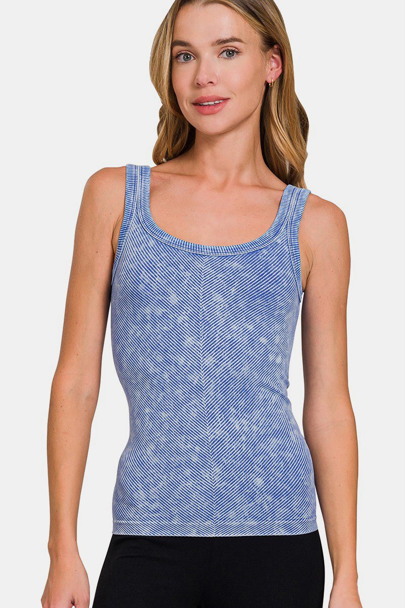 Zenana Ribbed Scoop Neck Tank for Everyday Comfort - Love Salve 