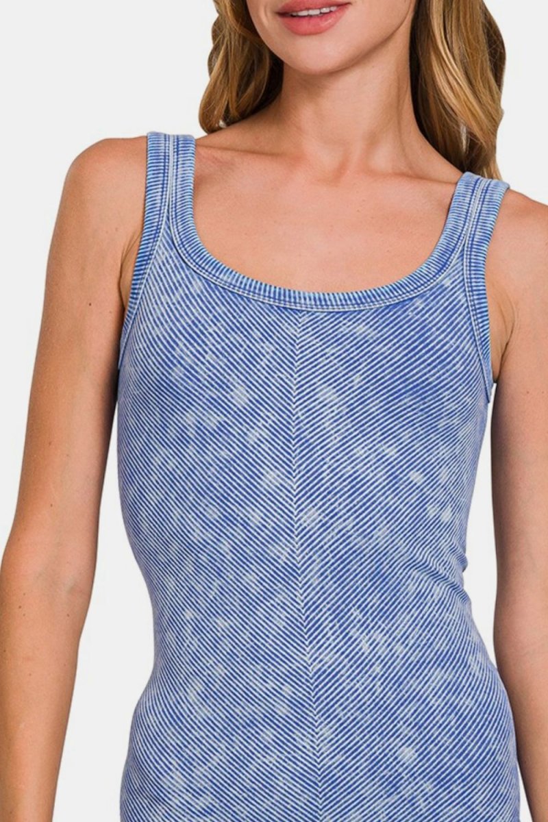 Zenana Ribbed Scoop Neck Tank for Everyday Comfort - Love Salve 
