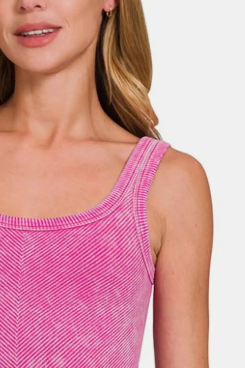 Zenana Ribbed Scoop Neck Tank for Everyday Style - Love Salve 