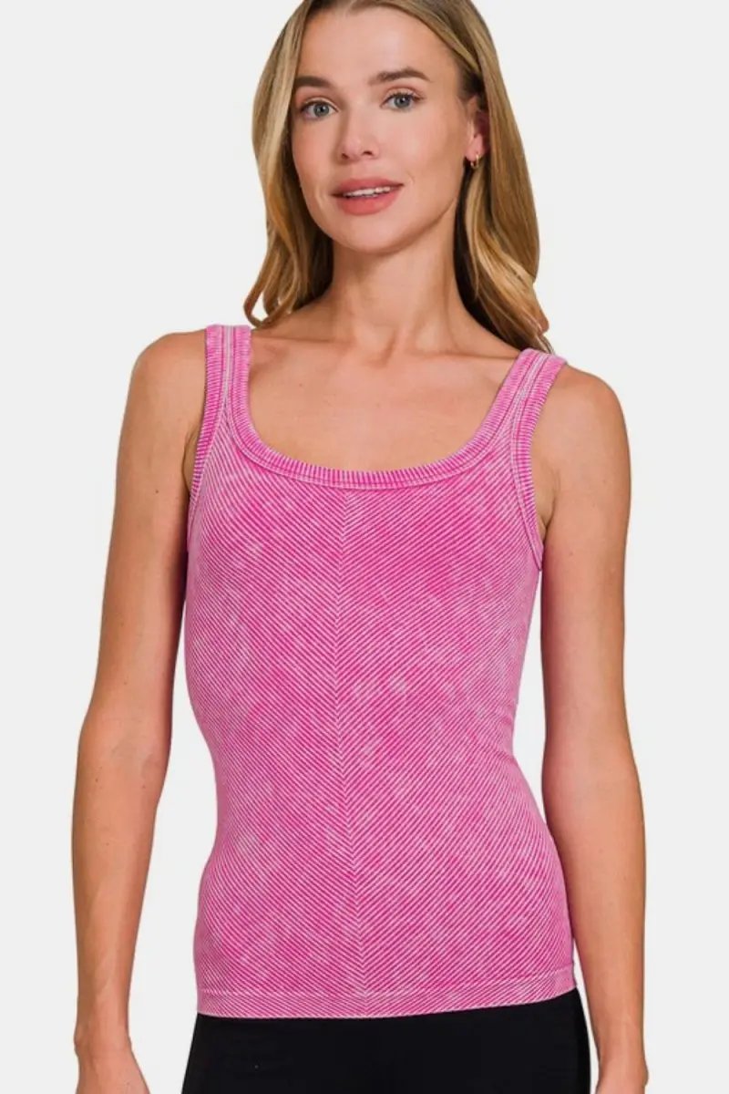 Zenana Ribbed Scoop Neck Tank for Everyday Style - Love Salve 