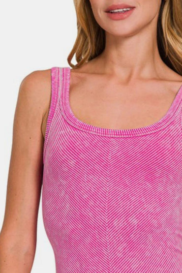 Zenana Ribbed Scoop Neck Tank for Everyday Style - Love Salve 