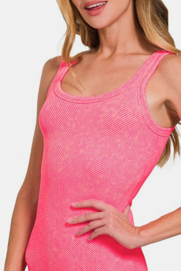 Zenana Ribbed Scoop Neck Tank for Stylish Everyday Wear - Love Salve