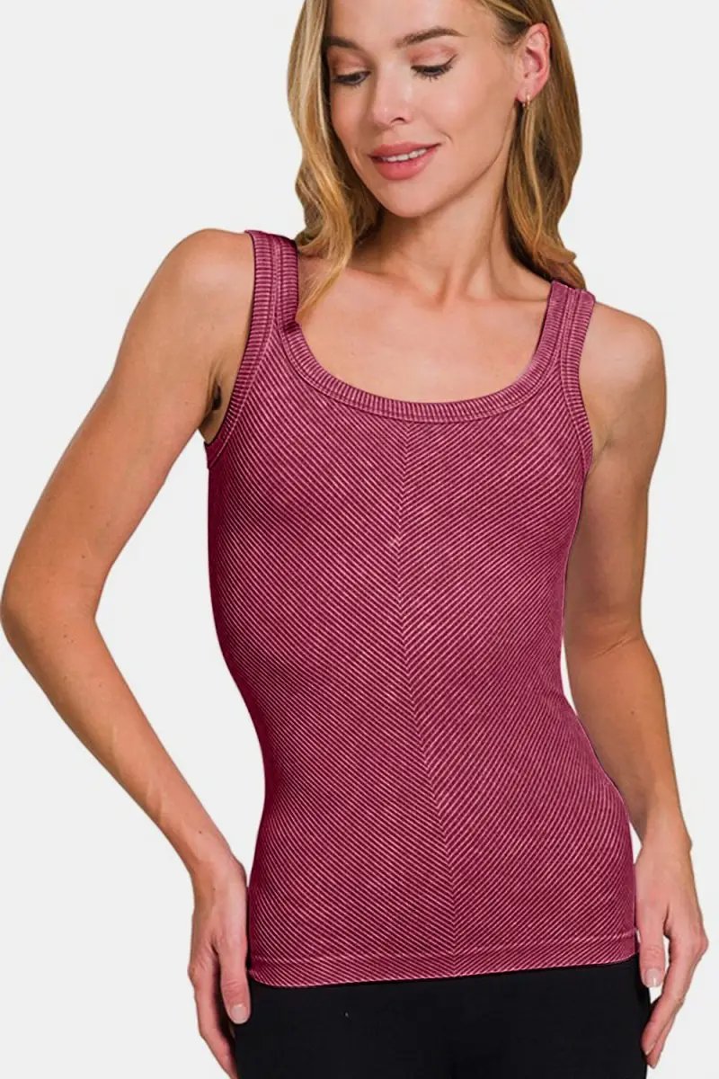 Zenana Ribbed Scoop Neck Tank for Stylish Layering - Love Salve 