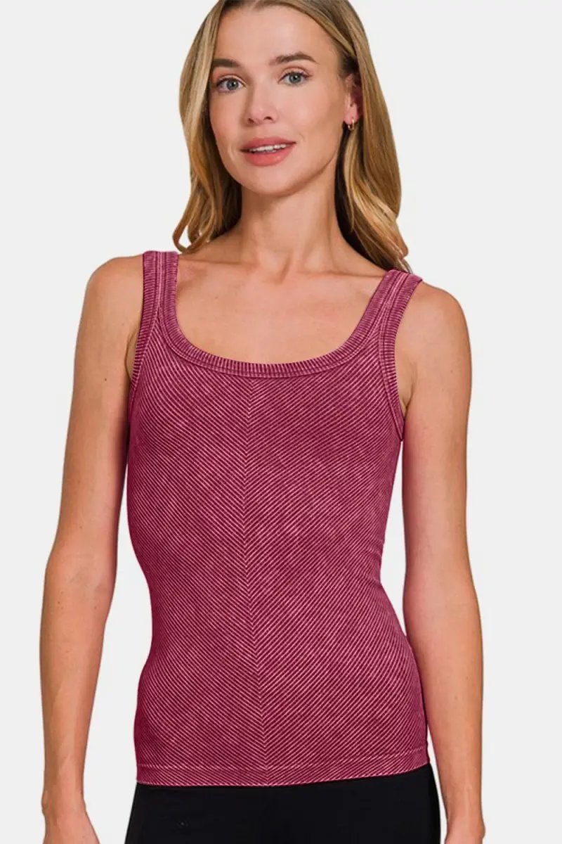 Zenana Ribbed Scoop Neck Tank for Stylish Layering - Love Salve 