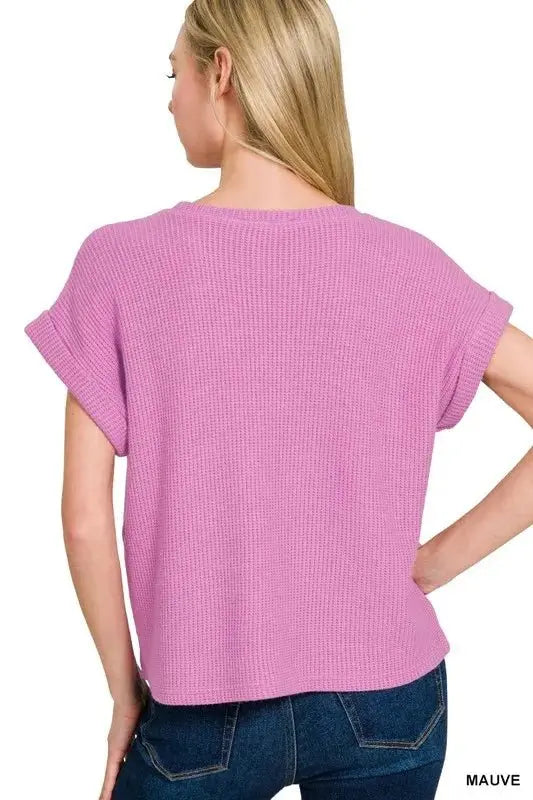 Zenana Rolled Sleeve Top and Pants Sweater Set - Love Salve