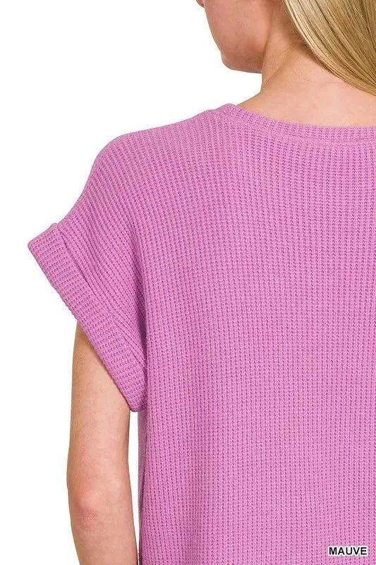 Zenana Rolled Sleeve Top and Pants Sweater Set - Love Salve