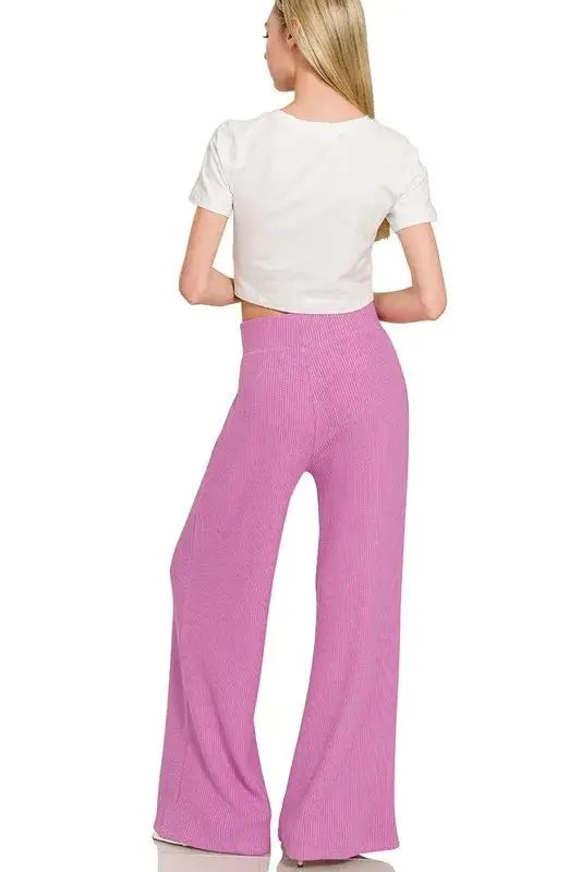 Zenana Rolled Sleeve Top and Pants Sweater Set - Love Salve