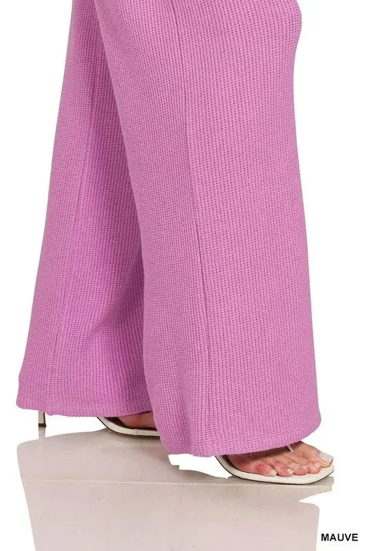 Zenana Rolled Sleeve Top and Pants Sweater Set - Love Salve