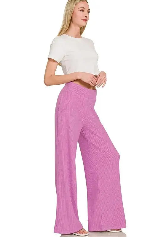 Zenana Rolled Sleeve Top and Pants Sweater Set - Love Salve