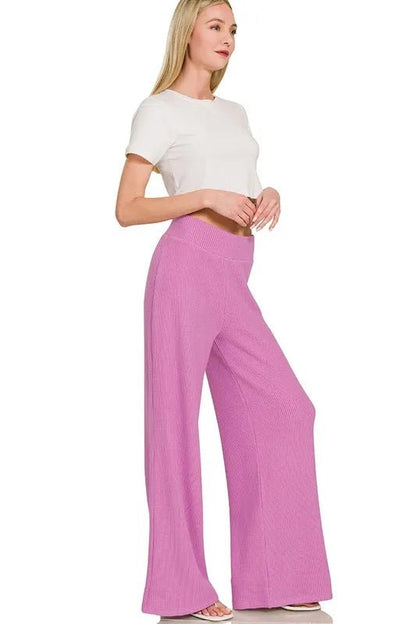 Zenana Rolled Sleeve Top and Pants Sweater Set - Love Salve